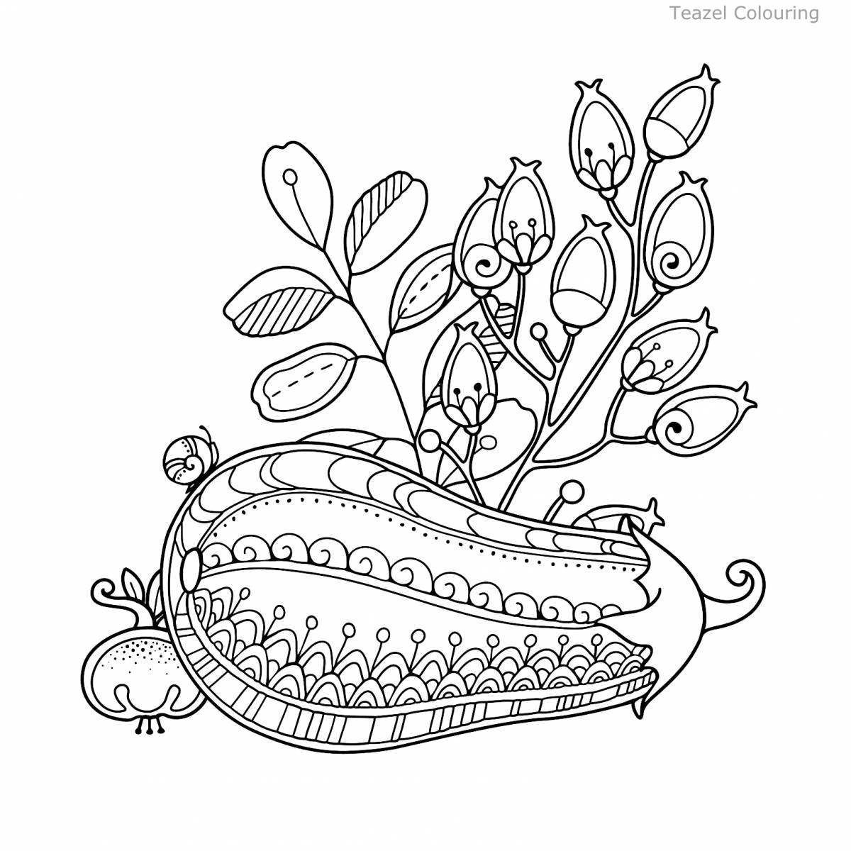 Charming coloring book antistress fruit