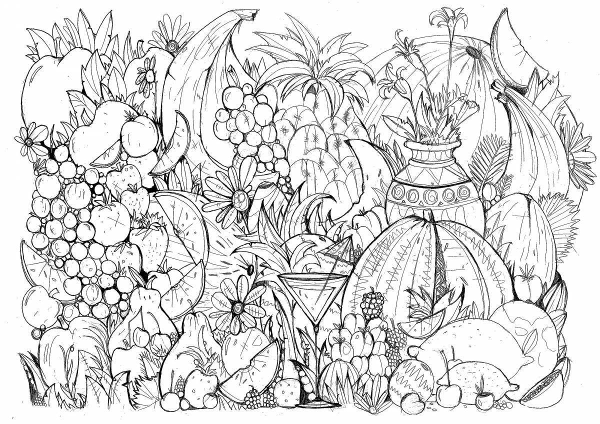 Раскраски Фрукты Антистресс | Fruit coloring pages, Abstract coloring pages, Coloring book pages
