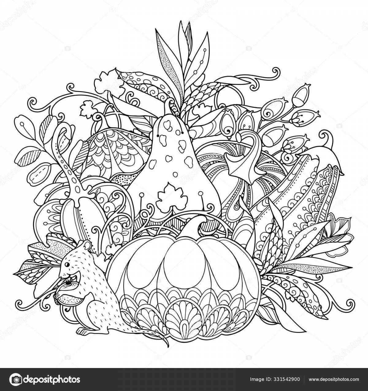 Exquisite antistress fruit coloring book