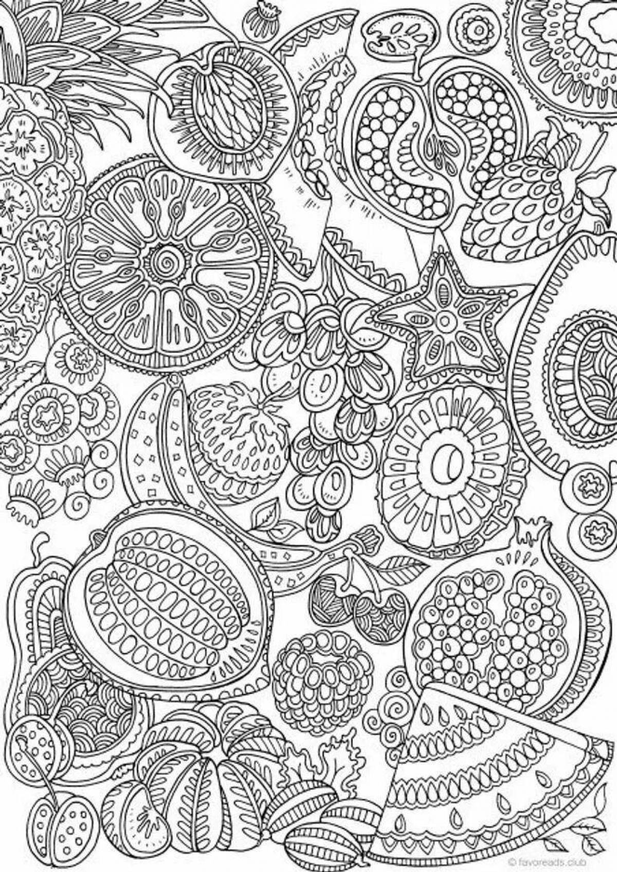 Serene coloring page antistress fruit