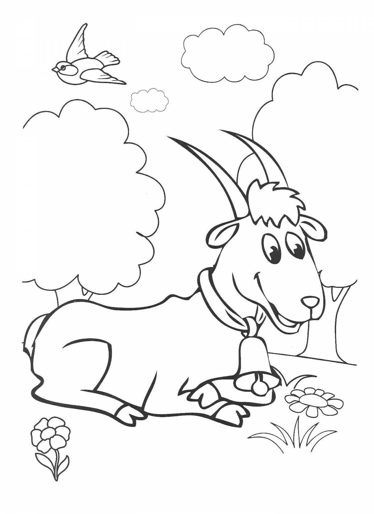 Photo Cute goat dereza coloring book
