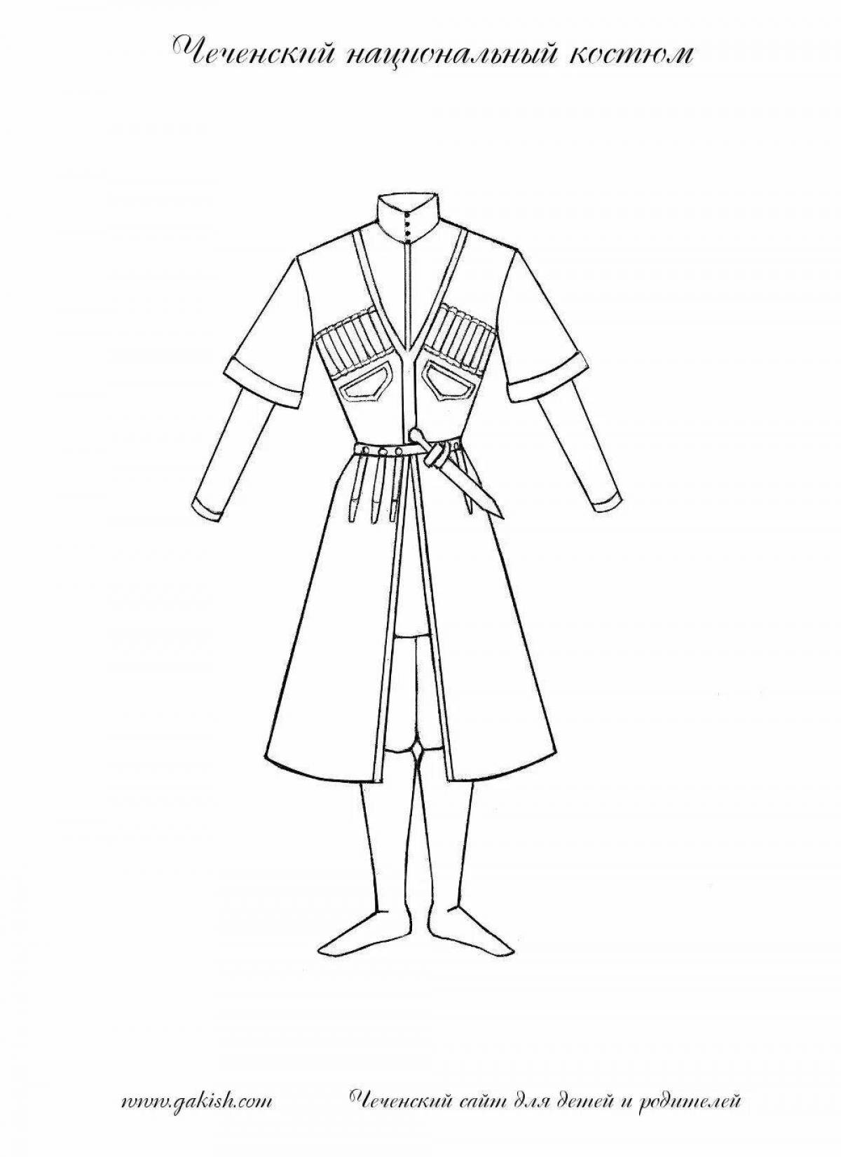 Coloring page amazing Adyghe costume