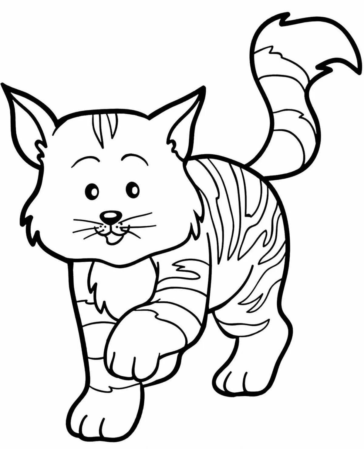 Раскраска сладкий полосатый кот