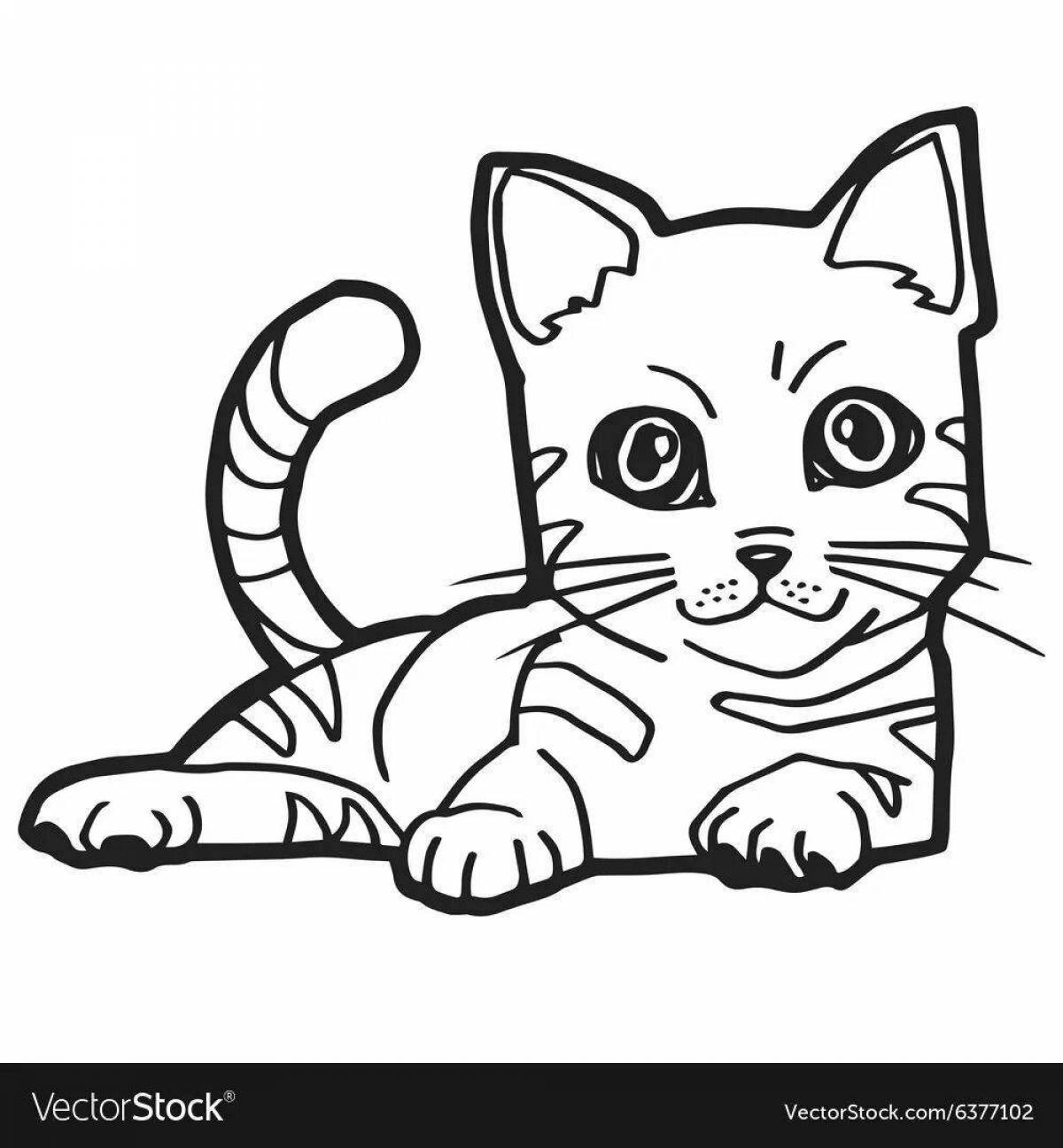 Naughty tabby cat coloring page