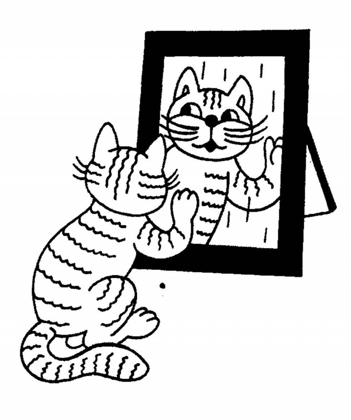 Coloring page relaxed tabby cat
