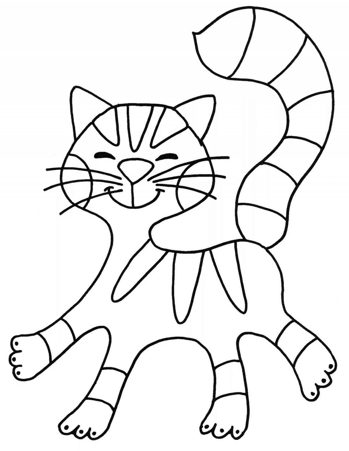 Раскраска любознательный полосатый кот