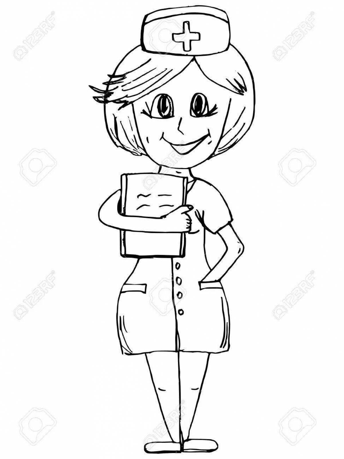 Military nurse coloring page