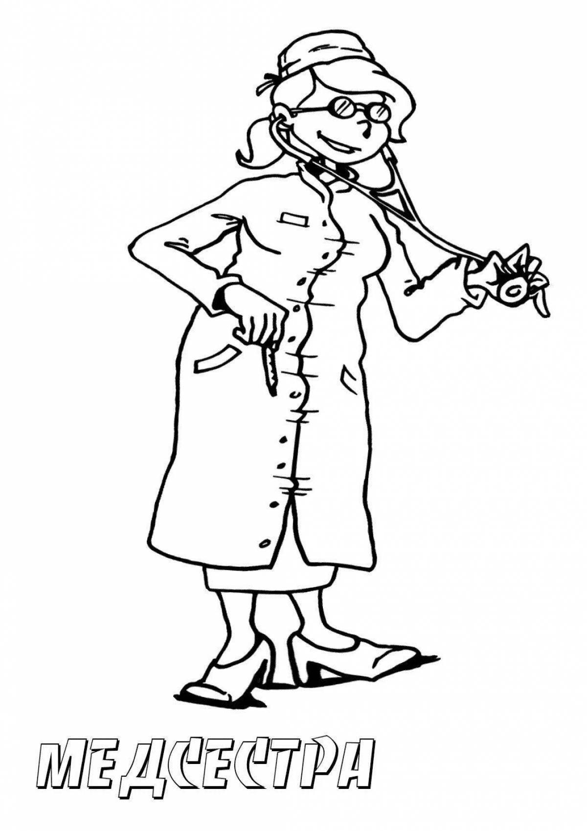 Gorgeous military nurse coloring page