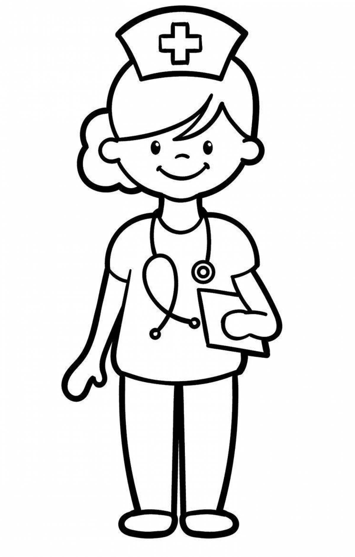 Coloring page dazzling military nurse