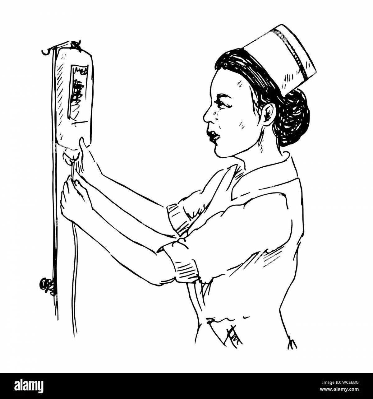 Exquisite military nurse coloring page