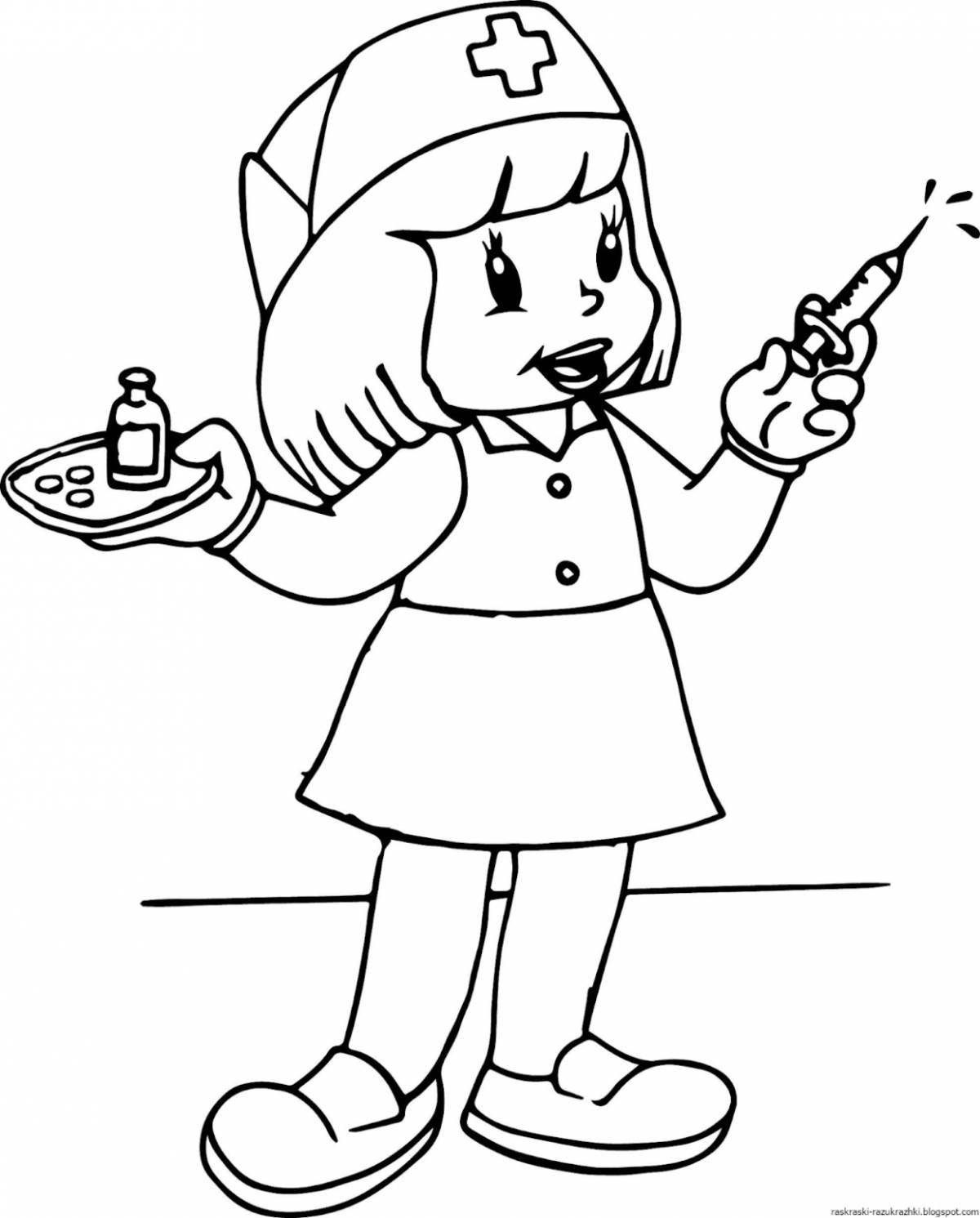 Charming military nurse coloring book