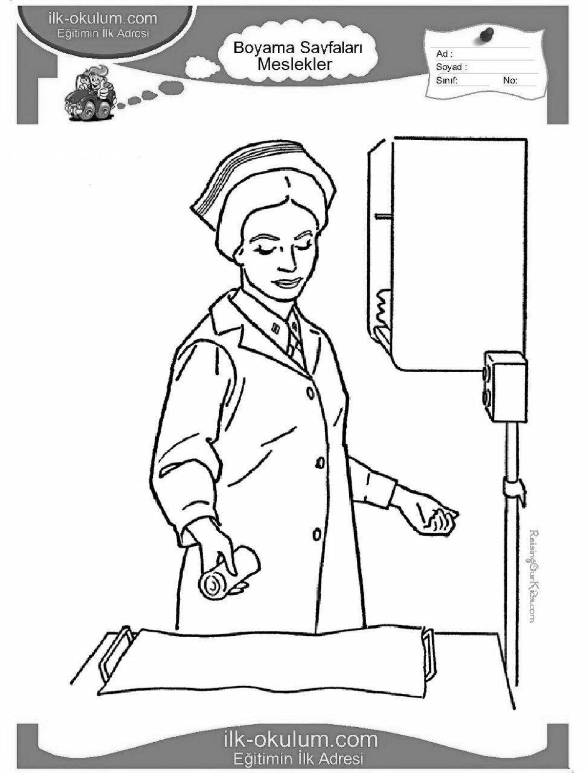 Coloring book intriguing military nurse