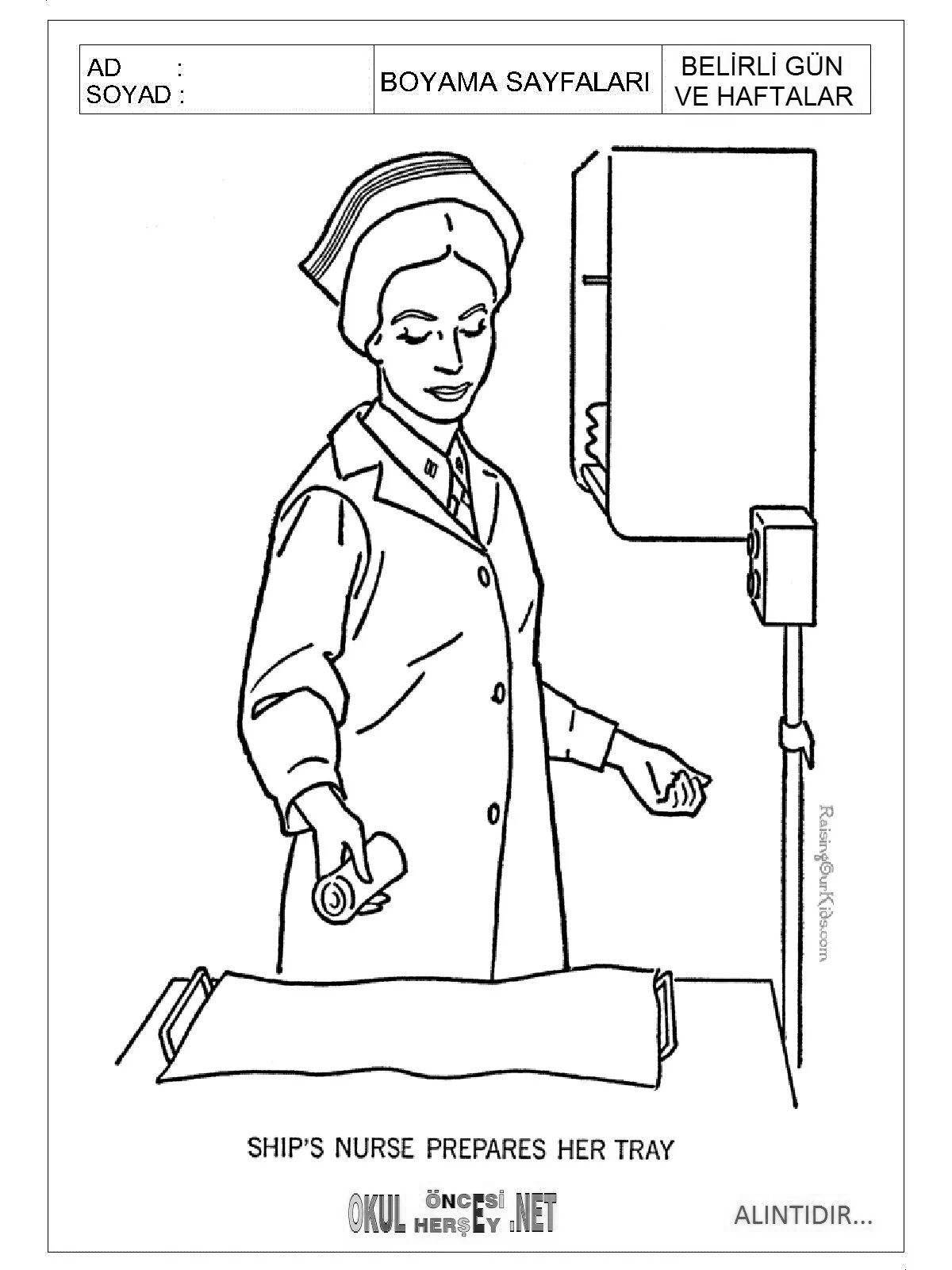 Attractive military nurse coloring book