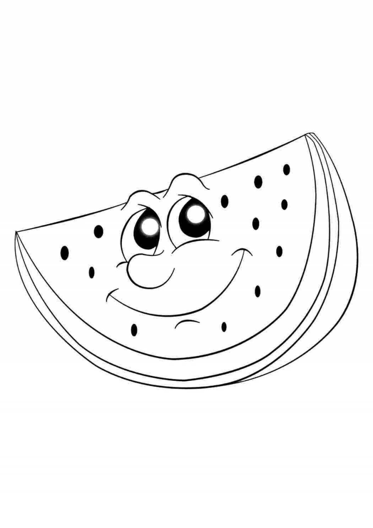 Tempting watermelon slice coloring page