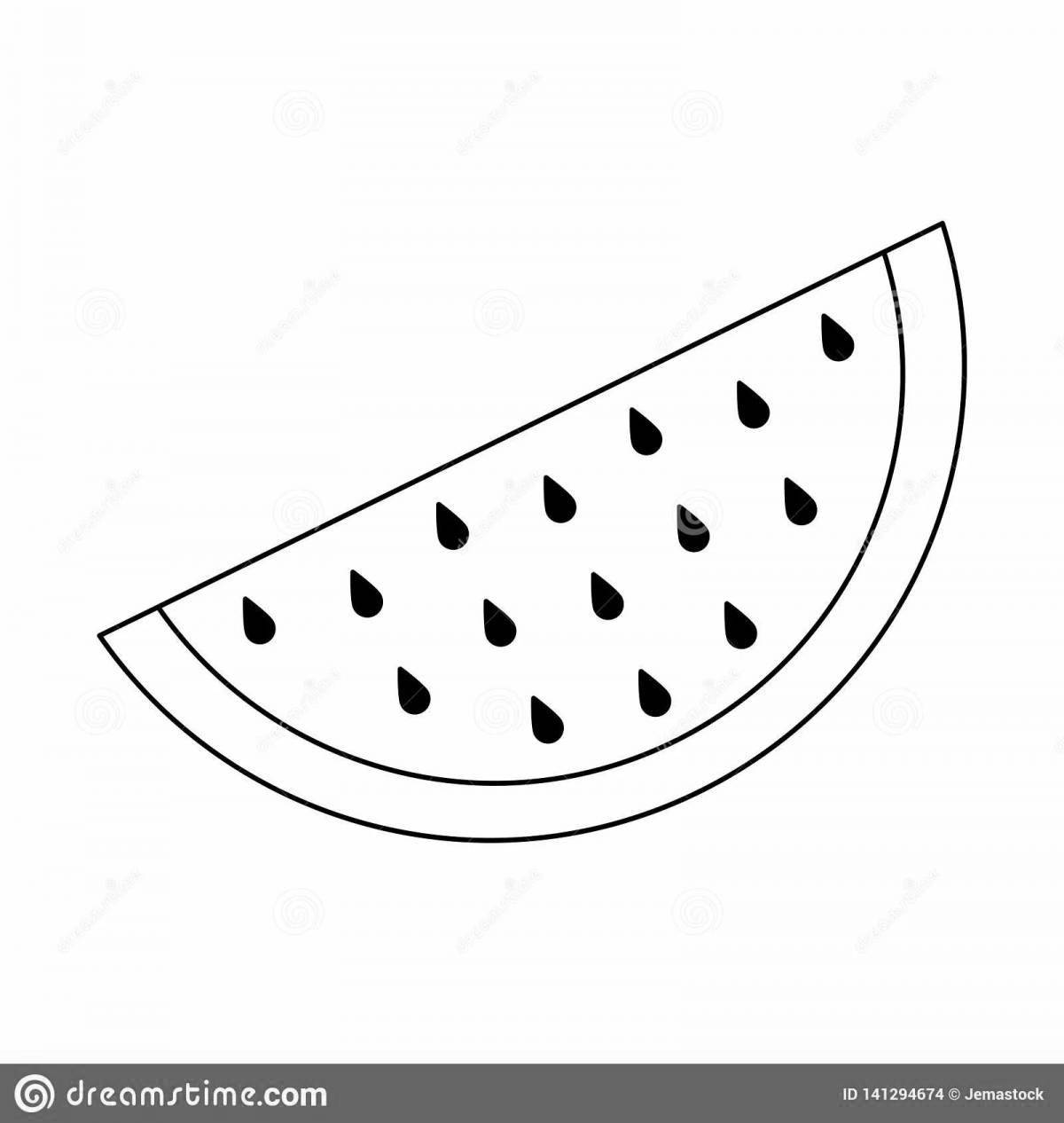 Glowing slice of watermelon coloring page