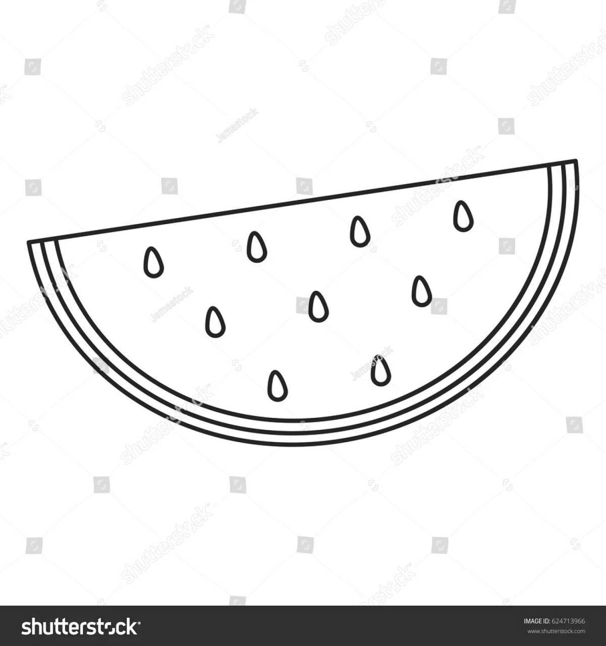 Coloring page happy watermelon slice