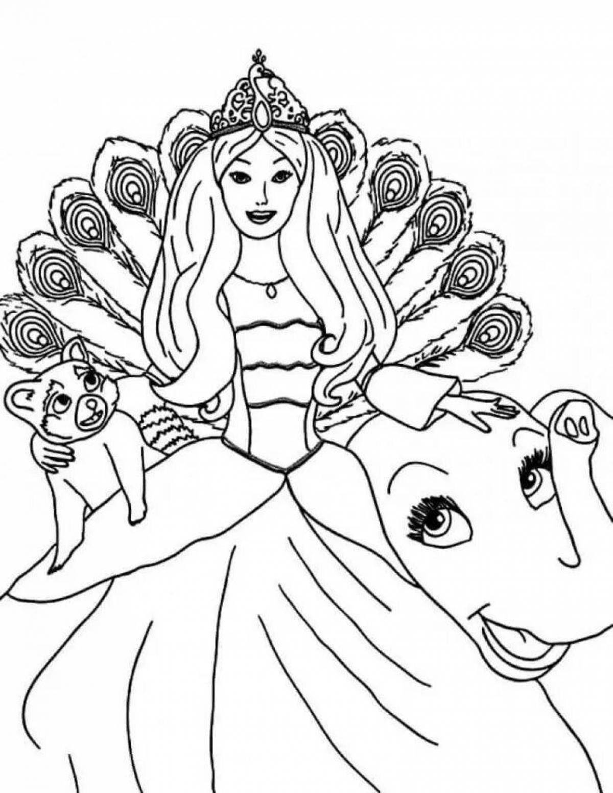 Coloring book shiny queen barbie