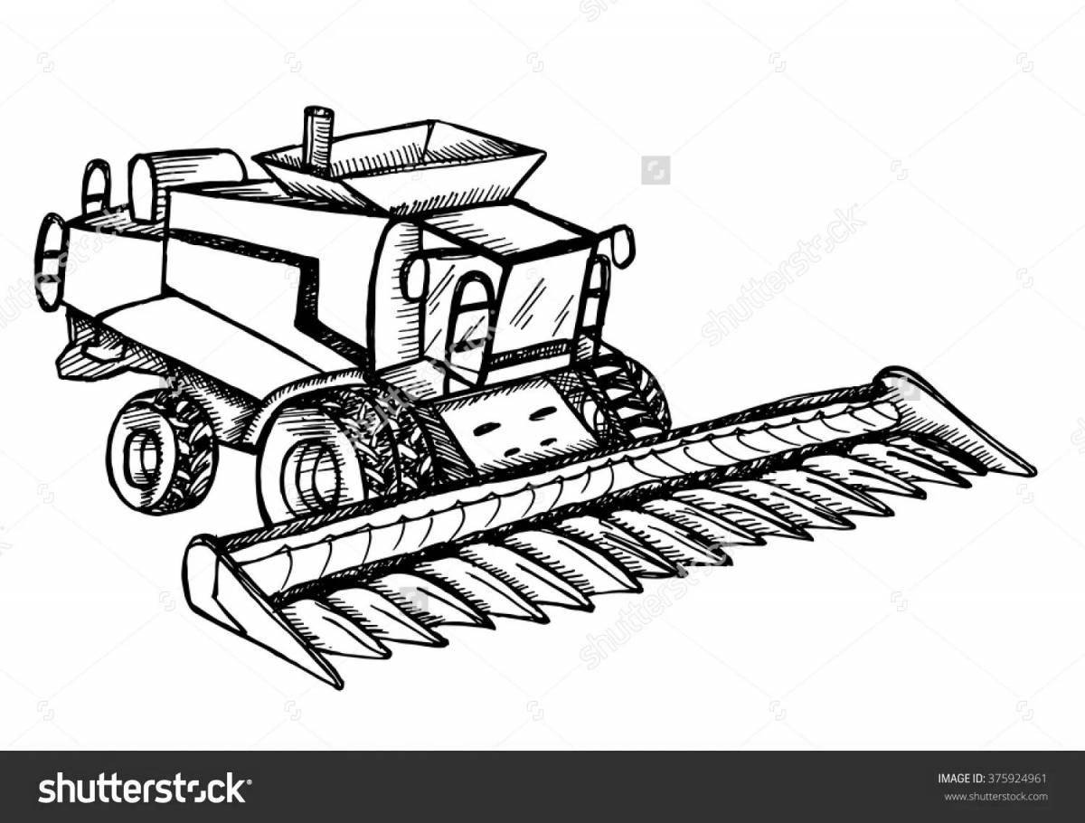 Awesome corn harvester coloring page