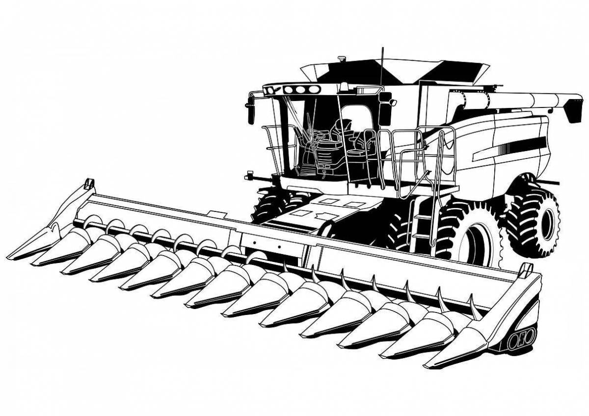 Exquisite corn harvester coloring page