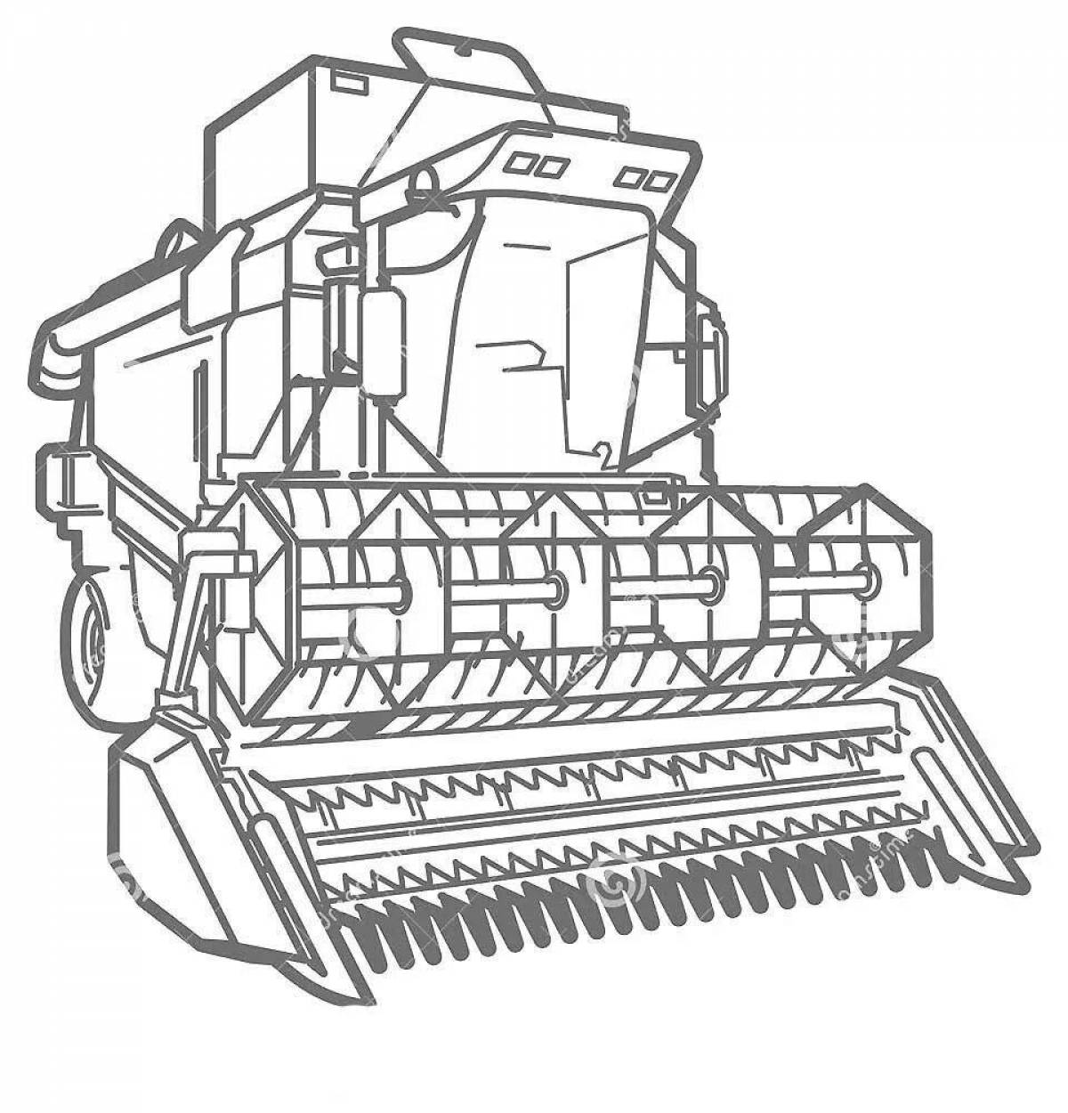 Coloring page dazzling corn harvester