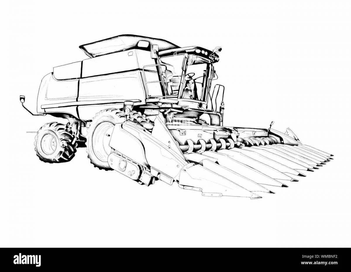 Colouring beautiful corn harvester