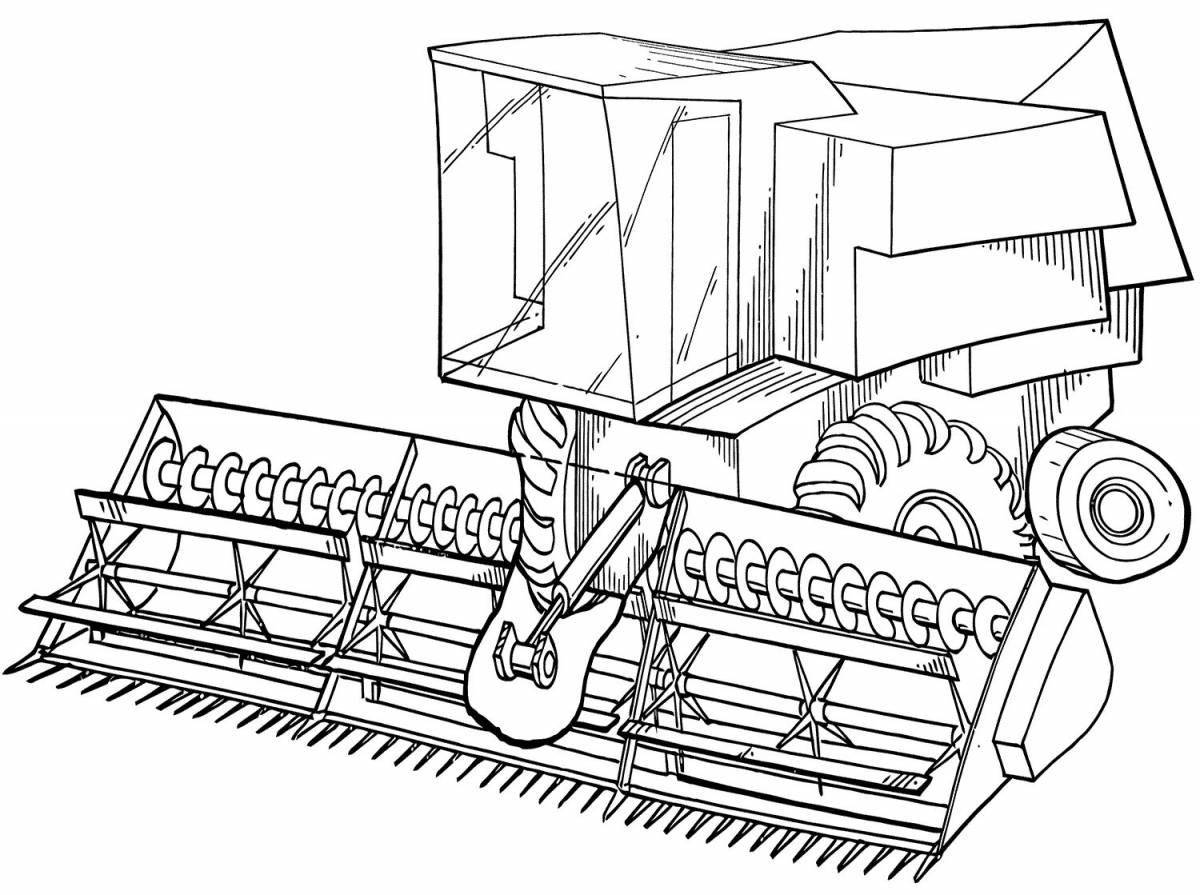 Coloring page of a spectacular corn harvester