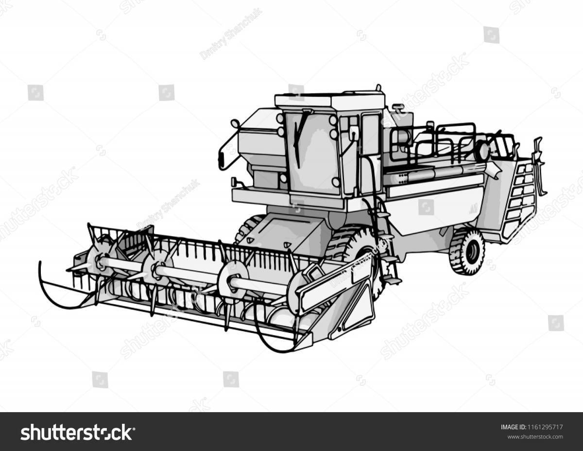 Amazing corn harvester coloring page