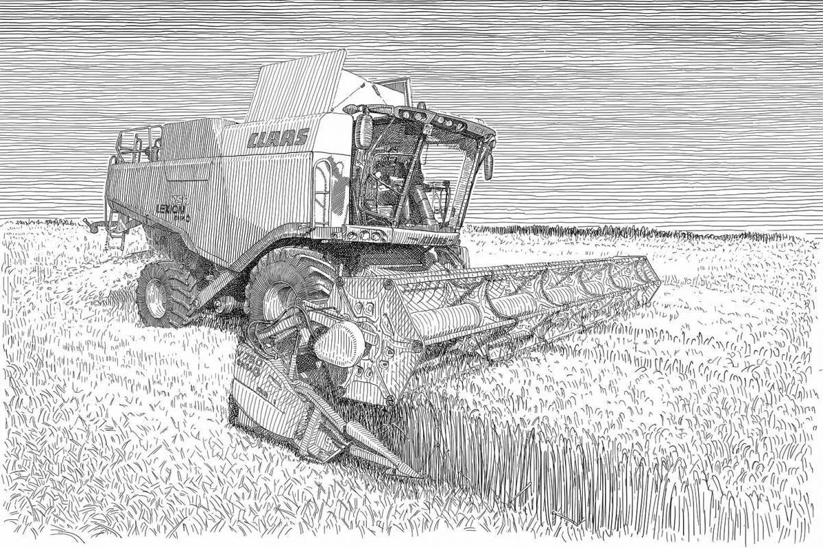 Раскраска сказочный кукурузный комбайн