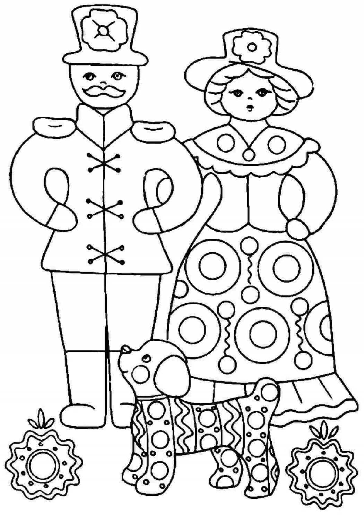 Coloring book Grand Dymkovo doll