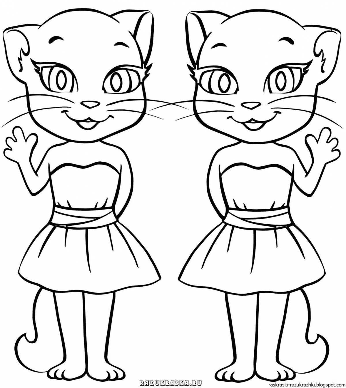 Coloring page adorable cat angela