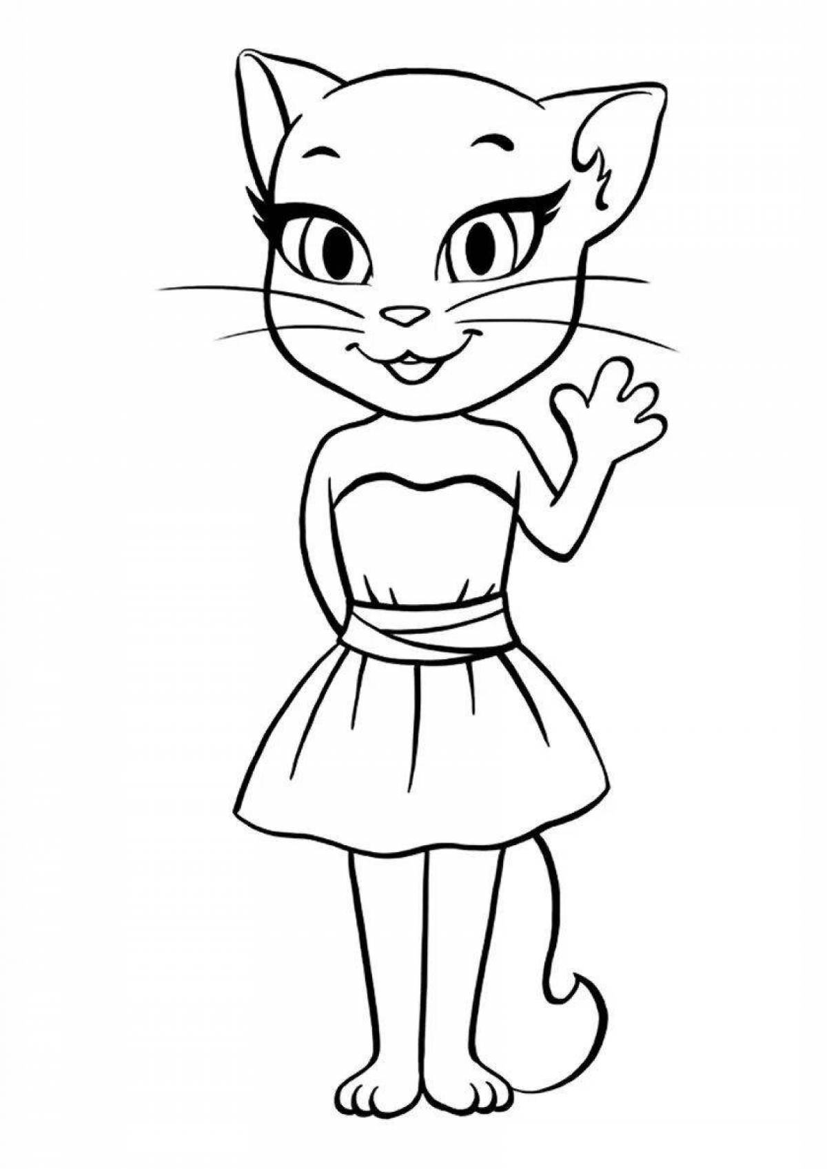 Angela cat coloring page animated