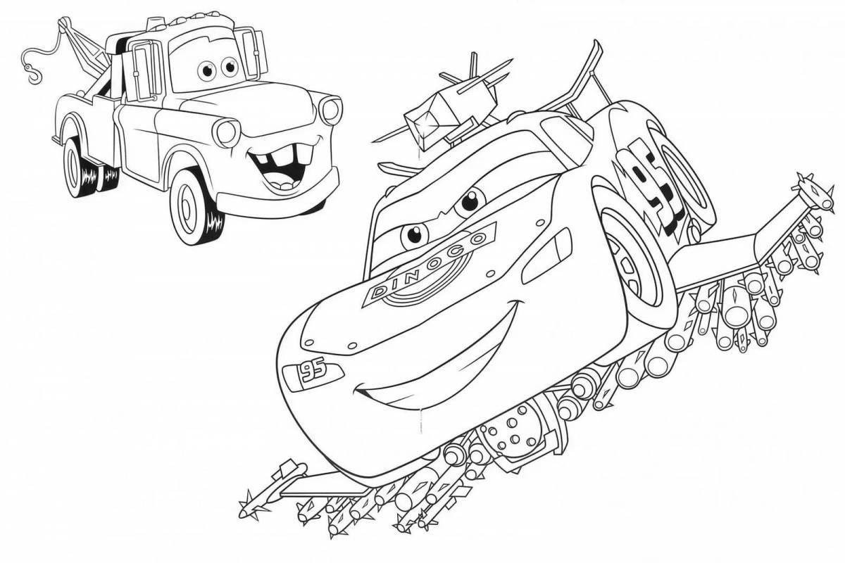 Coloring book exciting mega cars