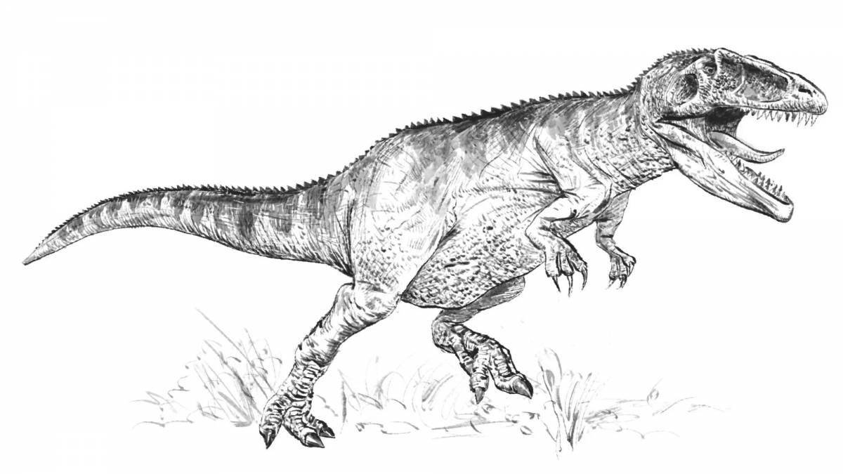 Блестящая страница раскраски динозавров аллозавров