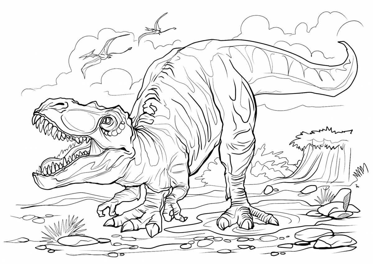Coloring book brave allosaurus dinosaur