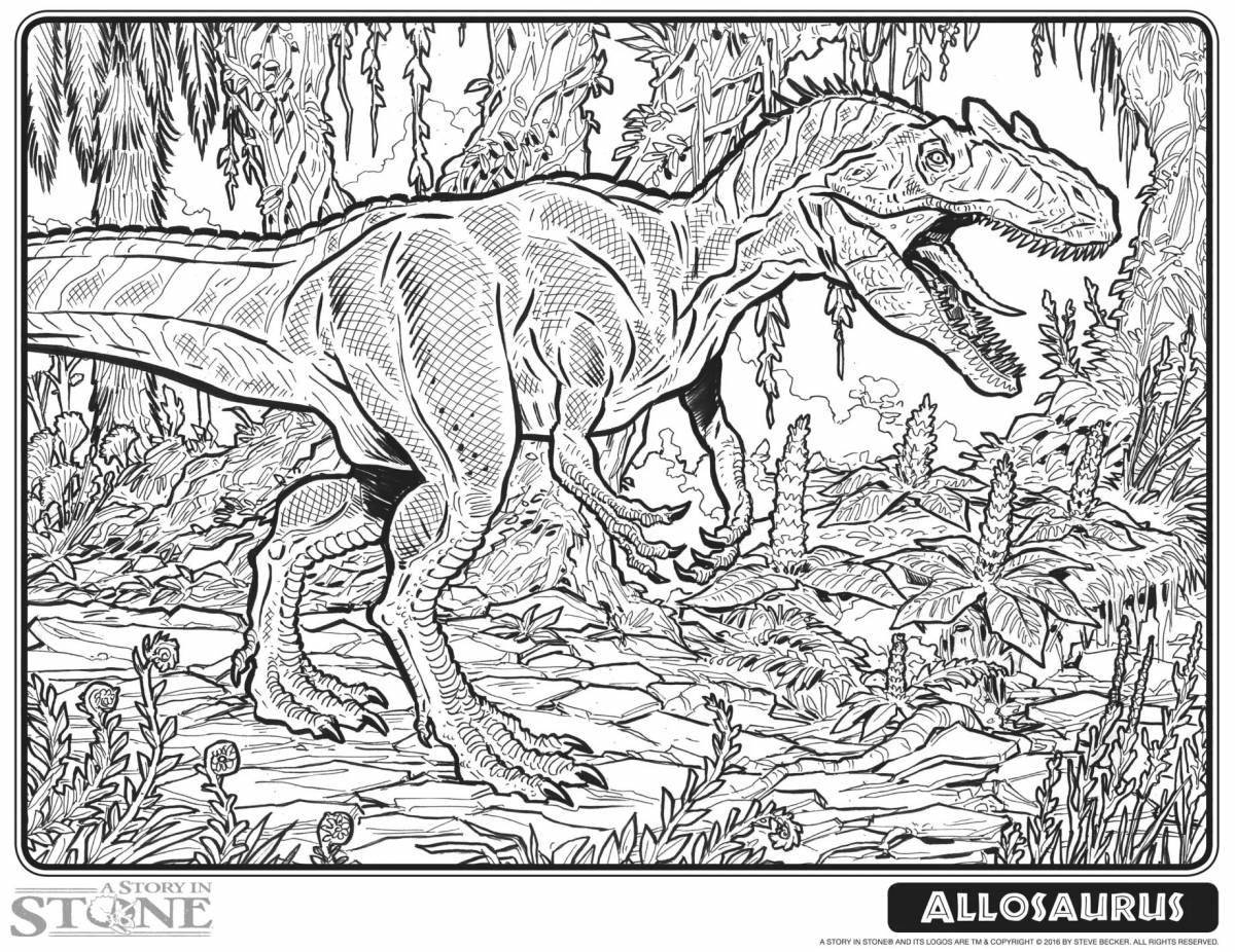 Brightly colored allosaurus dinosaur page