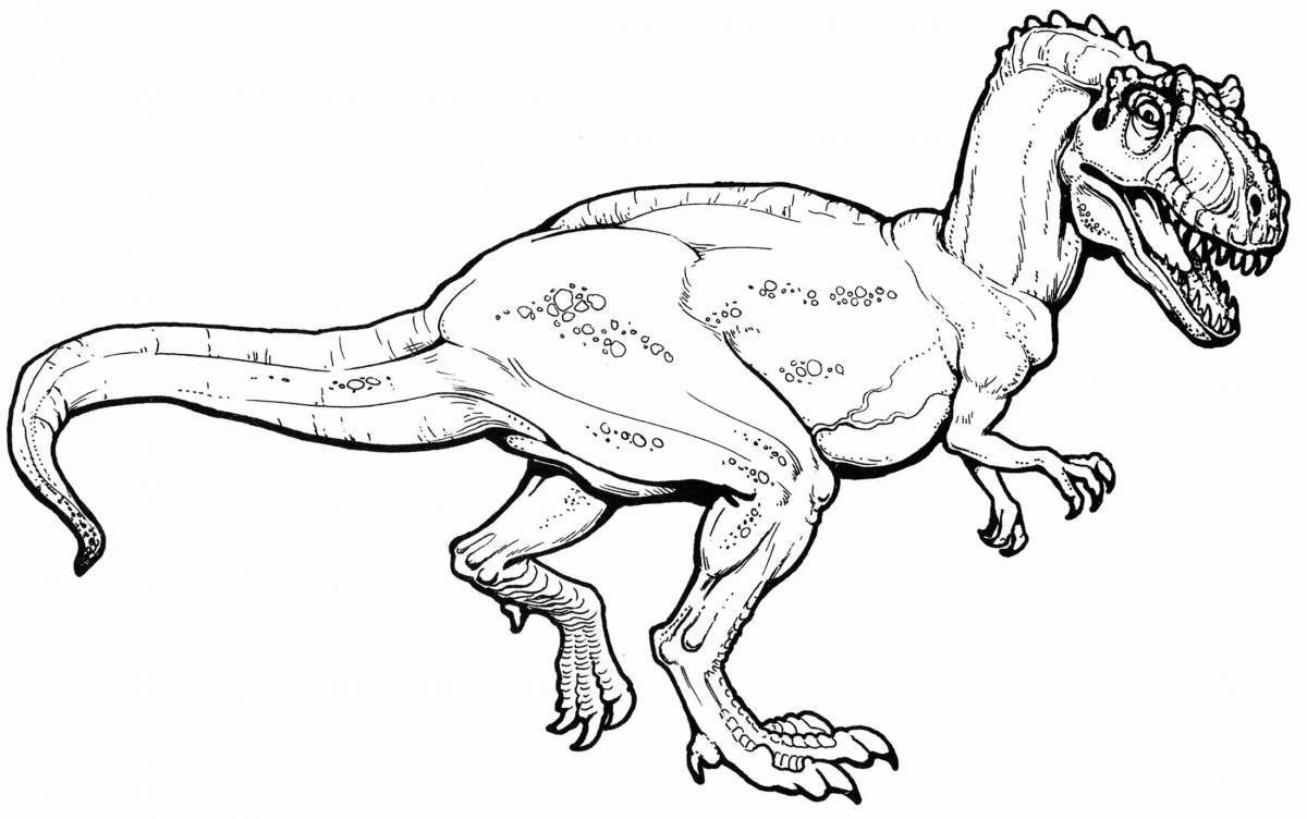 Красочно окрашенная страница динозавров аллозавров