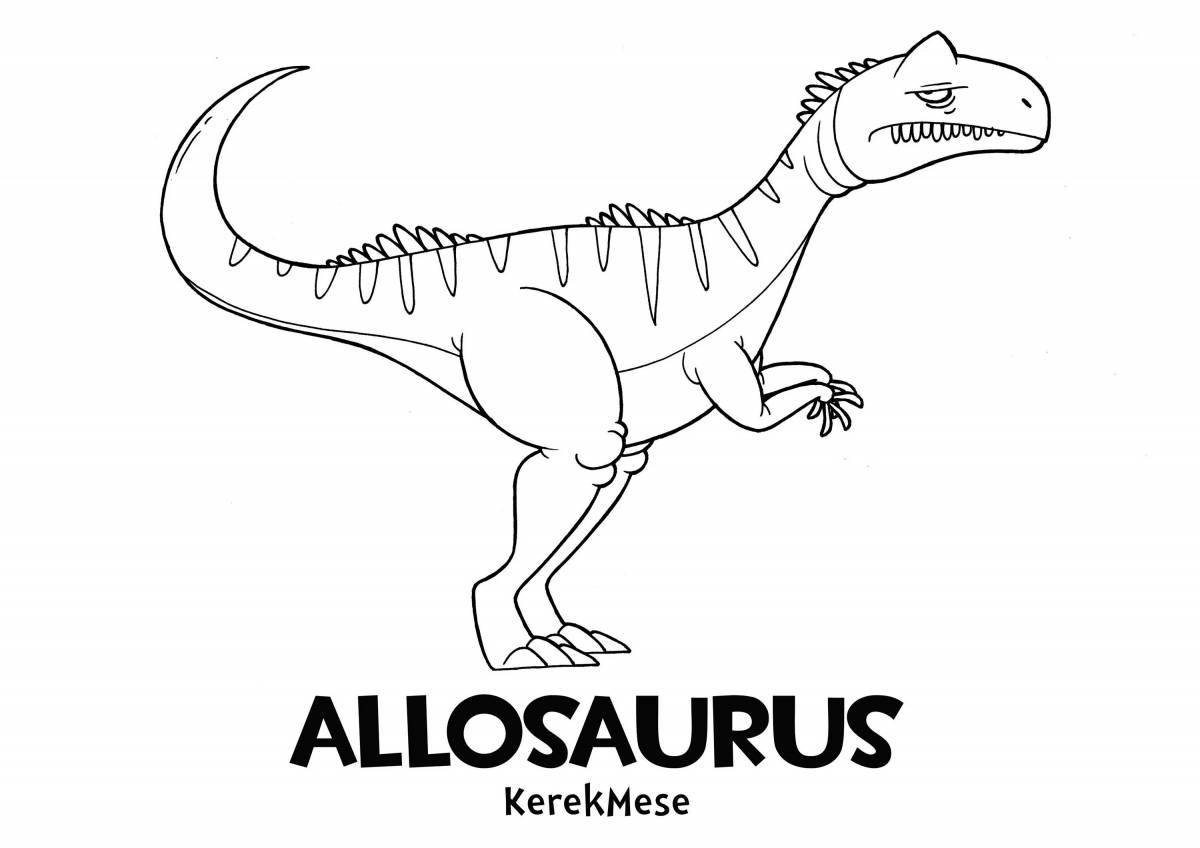 Красочно окрашенный динозавр-аллозавр раскраска