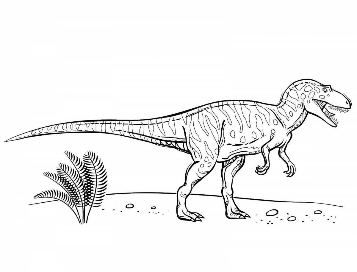 Красочно окрашенный динозавр аллозавр раскраска