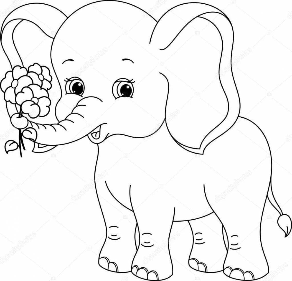 Cute elephant coloring book