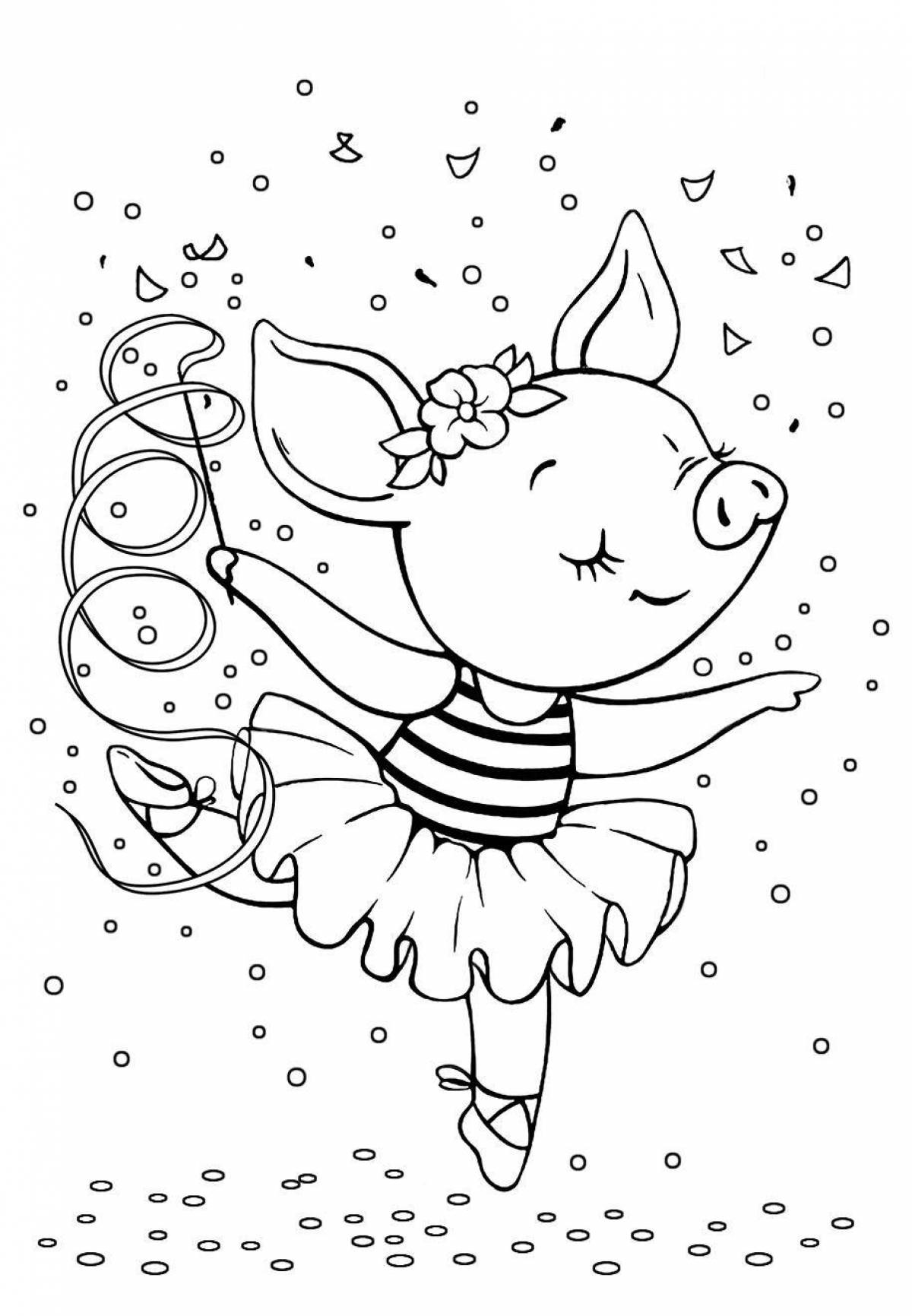 Coloring page charming cat ballerina