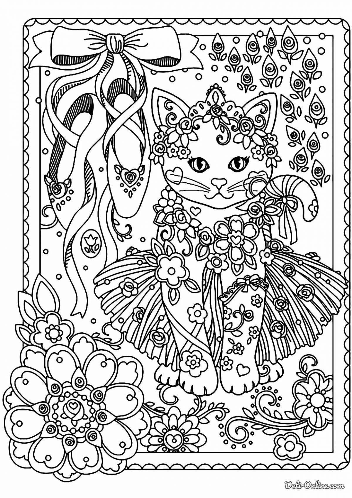 Coloring page amazing ballerina cat