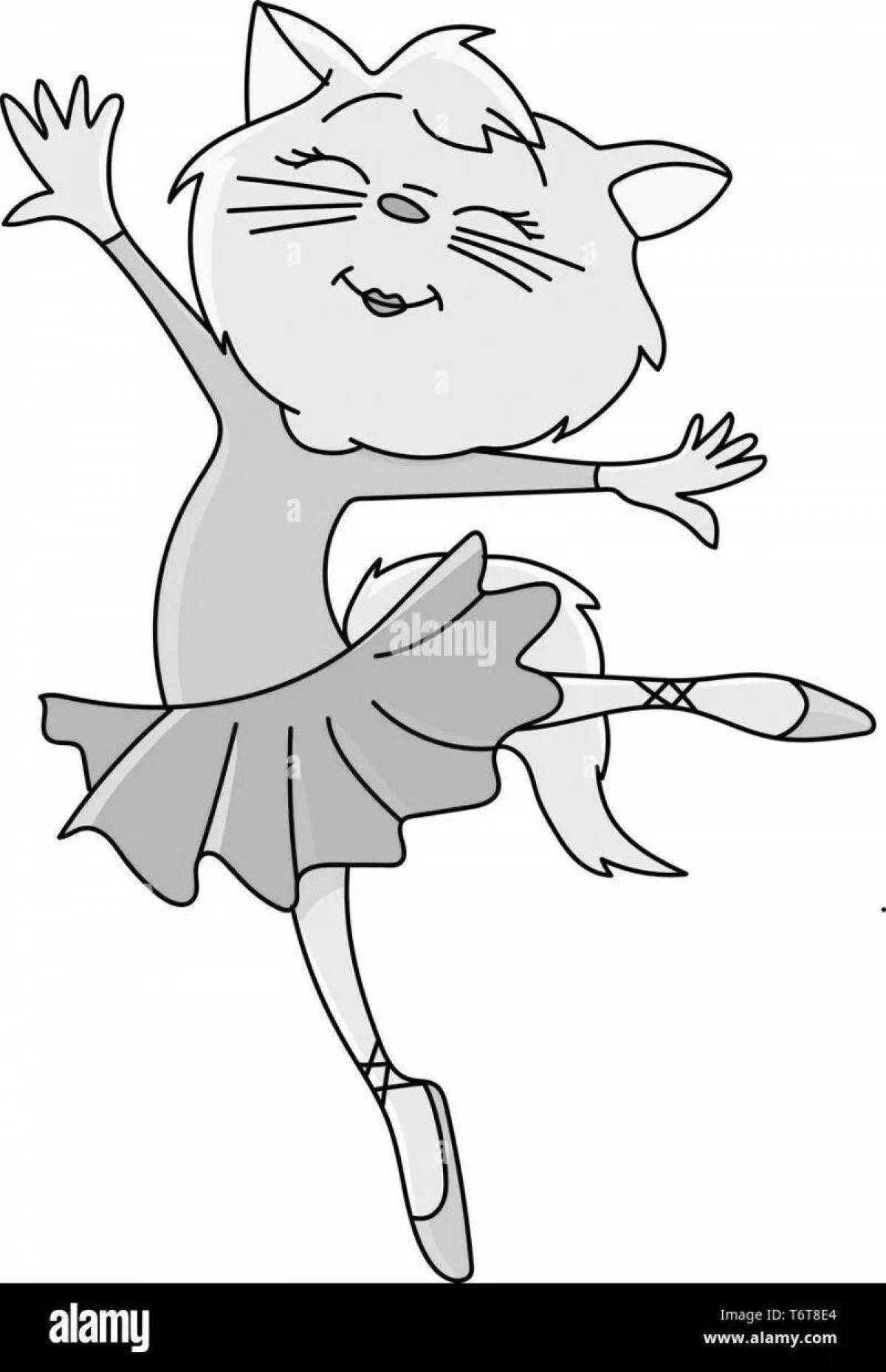 Coloring cute ballerina cat