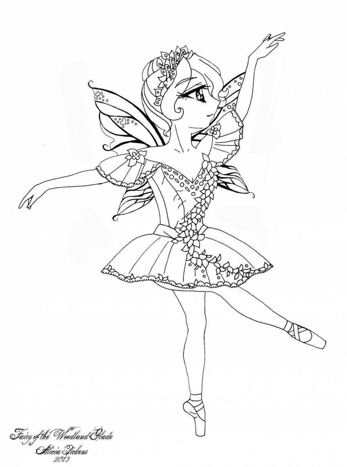 Coloring page graceful cat ballerina