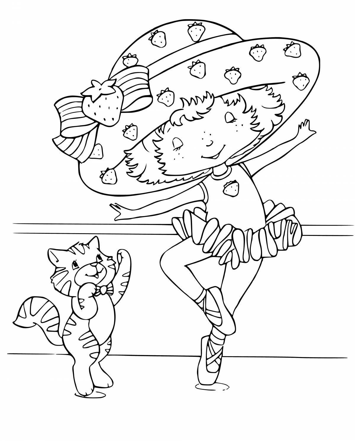 Coloring page bright ballerina cat