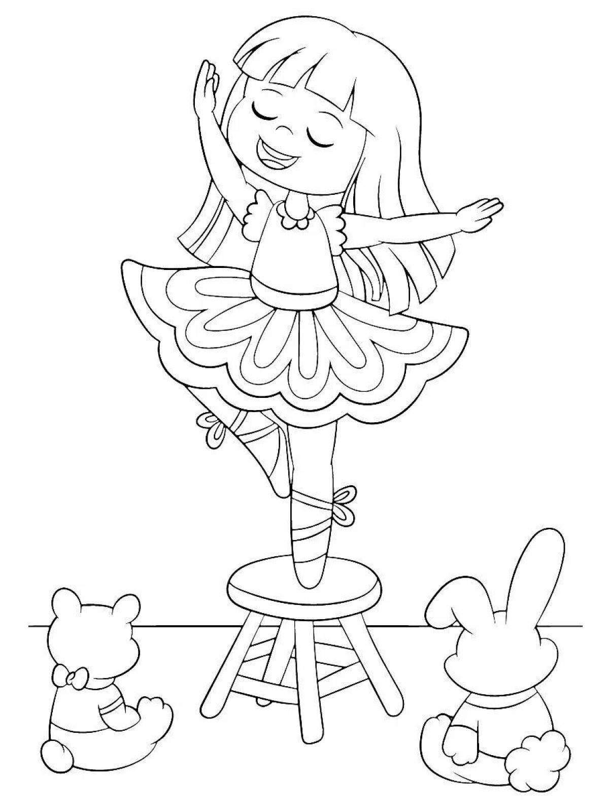Coloring page dazzling ballerina cat