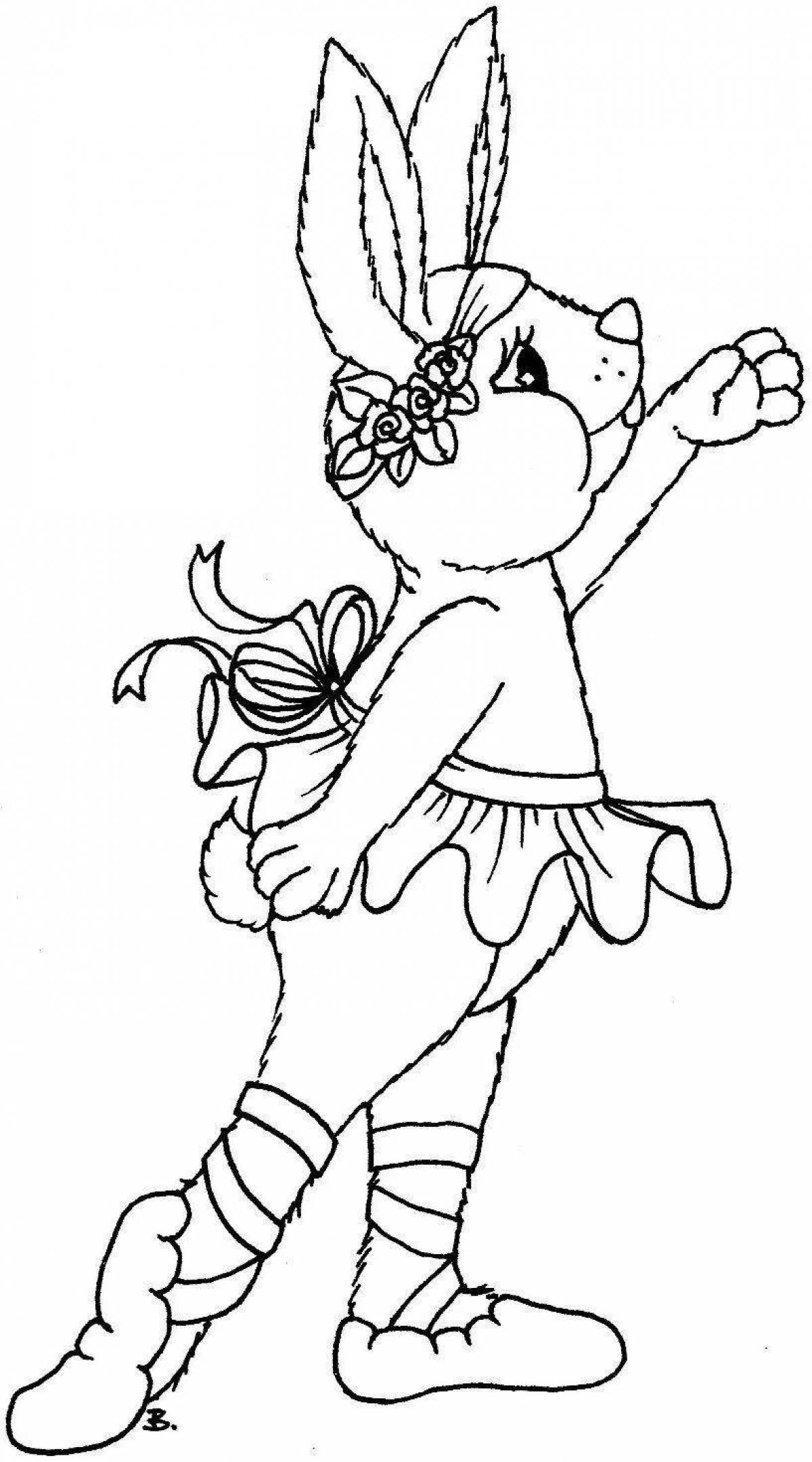 Coloring page playful ballerina cat