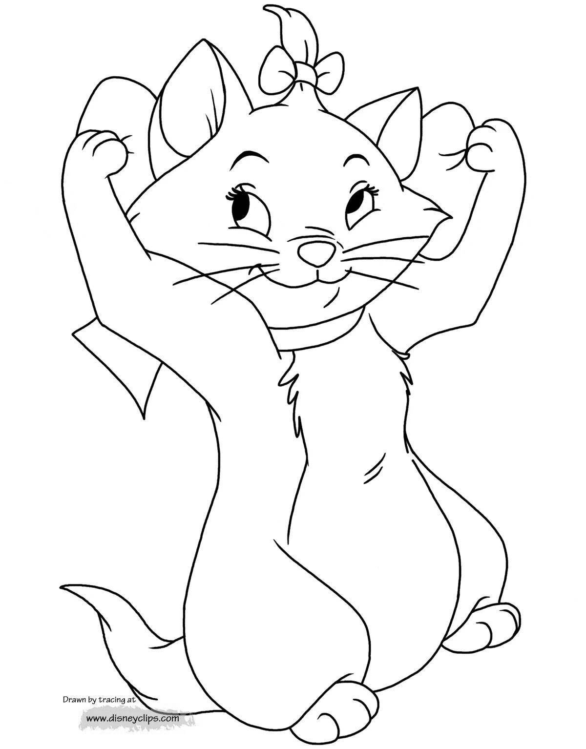 Fancy ballerina cat coloring page