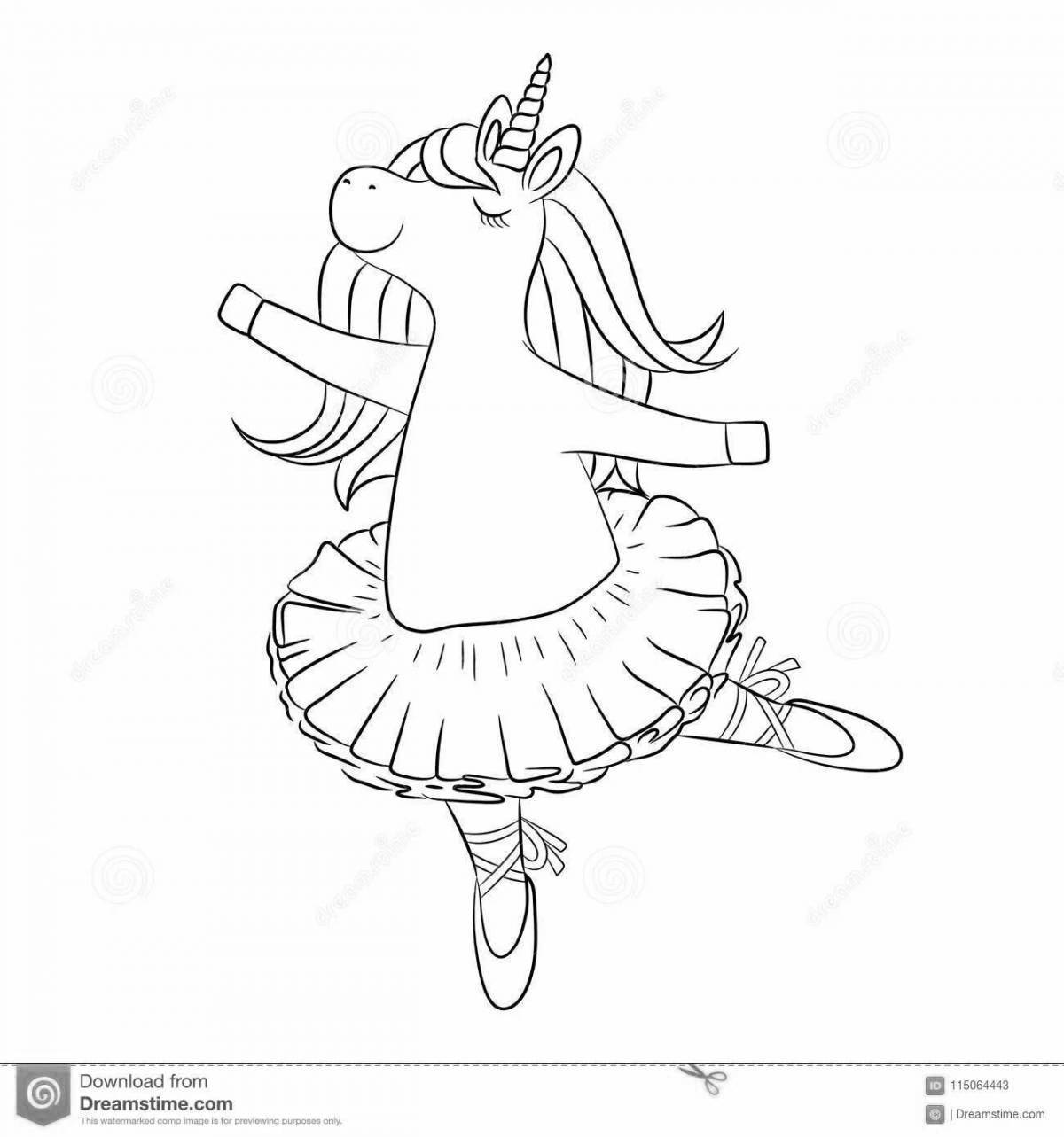 Coloring cat colorful ballerina