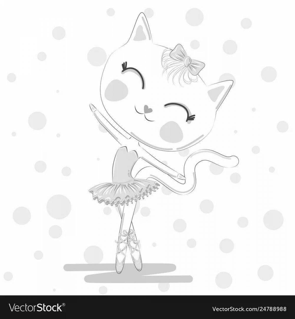 Coloring page funny kitty ballerina