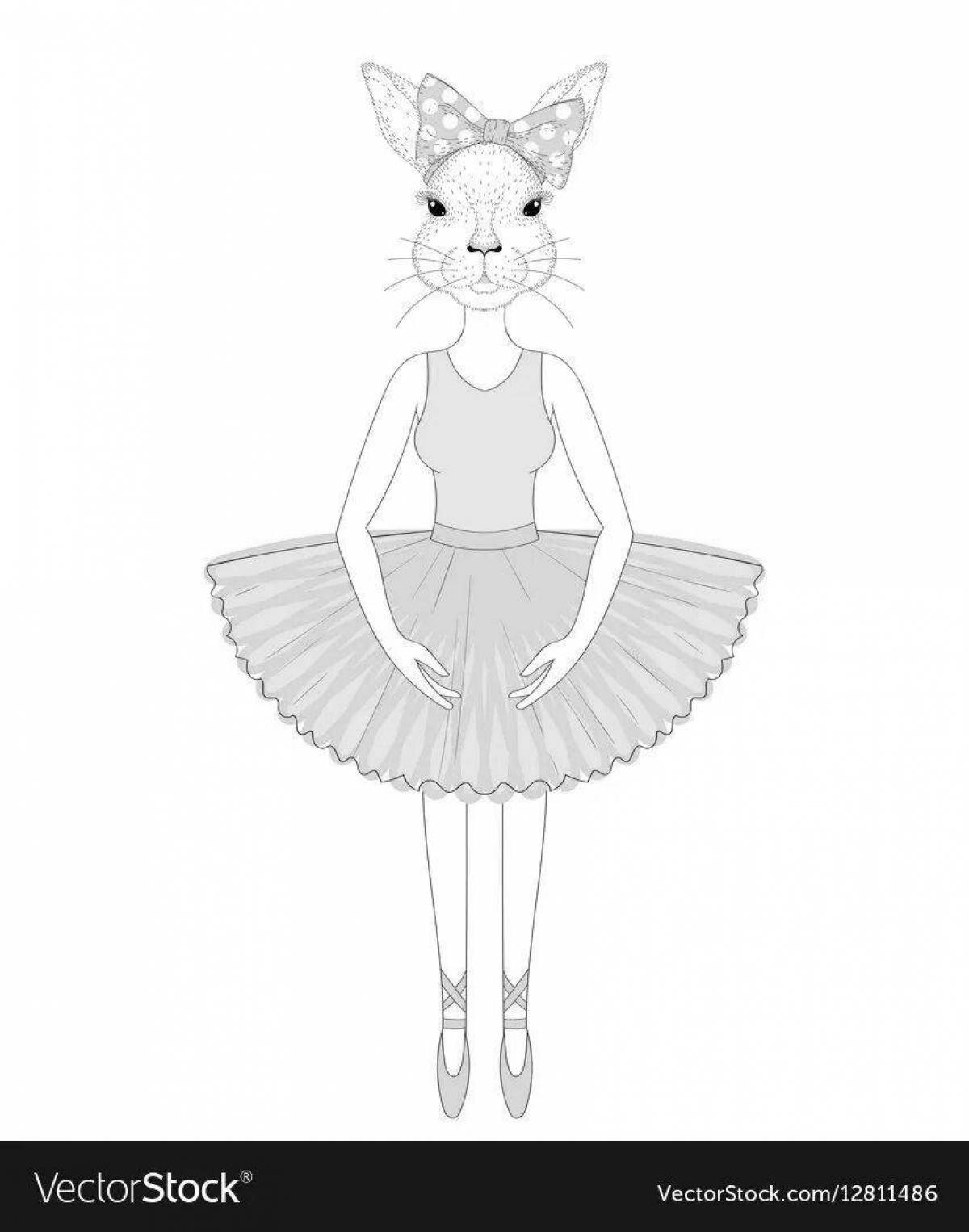 Coloring page blissful cat ballerina